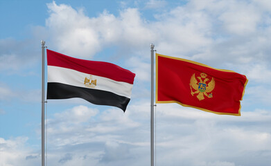 Montenegro and Egypt flags, country relationship concept