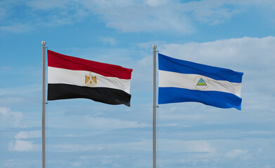 Nicaragua and Egypt flags, country relationship concept