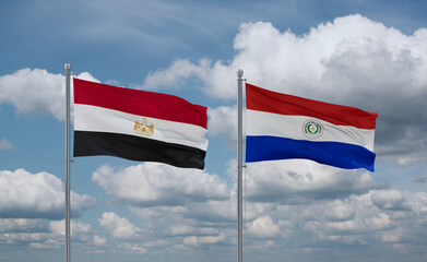 Paraguay and Egypt flags, country relationship concept