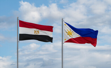 Philippines and Egypt flags, country relationship concept