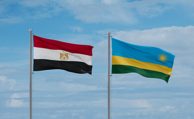 Rwanda and Egypt flags, country relationship concept