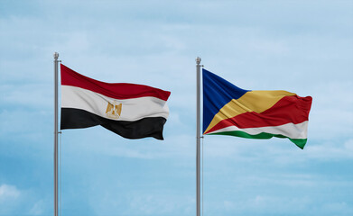 Seychelles and Egypt flags, country relationship concept