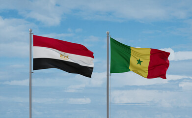 Senegal and Egypt flags, country relationship concept