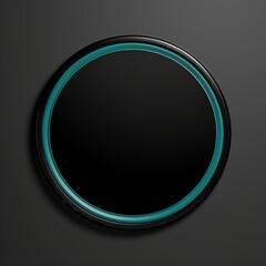 Aquamarine Crystal Minimalistic Round Picture Frame. Minimalistic Ring with Realistic Texture. Square Digital Illustration. Ai Generated Empty Circle on Black Background.