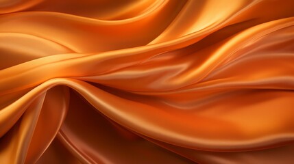 Fototapeta premium Orange silk backdrop. Satin luxury curtain background. Shiny golden fabric.