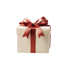 A gift with a ribbon on a white background, the concept of Christmas and New Year