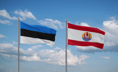 Estonia and French Polynesia flags, country relationship concept
