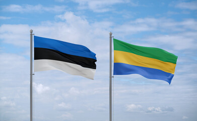 Gabon and Estonia flags, country relationship concept