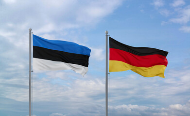 Germany and Estonia flags, country relationship concept