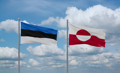 Greenland and Estonia flags, country relationship concept