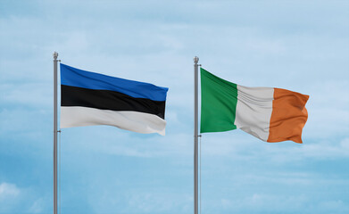 Ireland and Estonia flags, country relationship concept