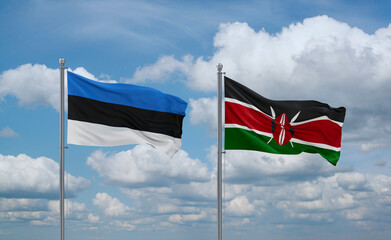 Kenya and Estonia flags, country relationship concept