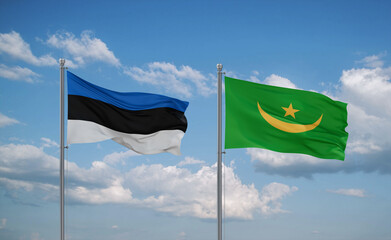 Mauritania and Estonia flags, country relationship concept