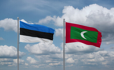 Maldives and Estonia flags, country relationship concept
