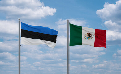 Mexico and Estonia flags, country relationship concept