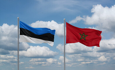 Morocco and Estonia flags, country relationship concept