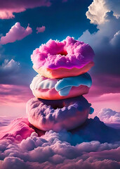 Flying Donuts - obrazy, fototapety, plakaty