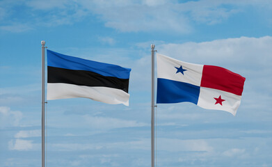 Panama and Estonia flags, country relationship concept