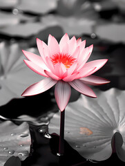 Black and white lotus background wallpaper poster PPT