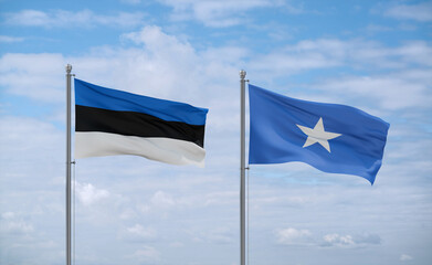Somalia and Estonia flags, country relationship concept