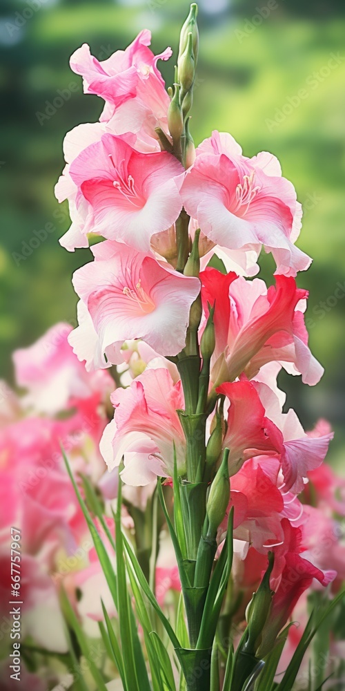 Poster A beautiful arrangement of pink and white flowers displayed in a vase. Perfect for adding a touch of elegance to any space.