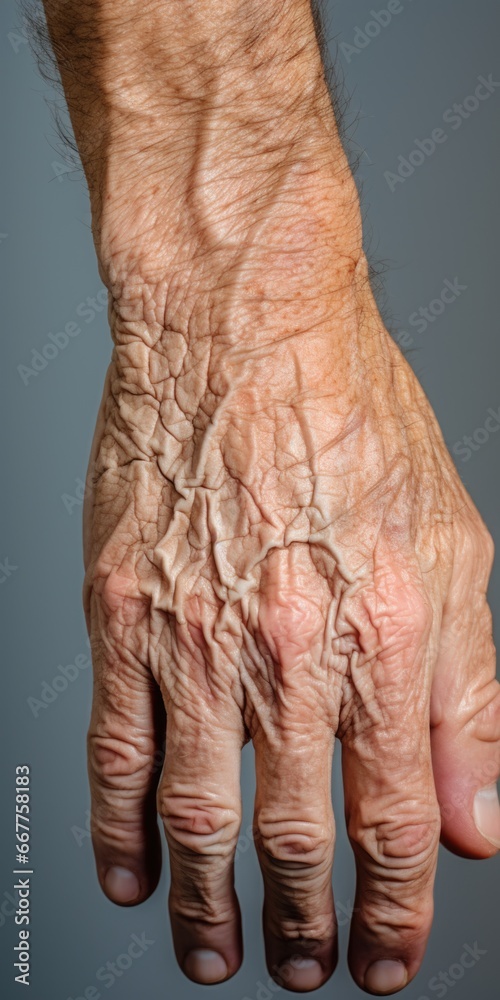 Poster A detailed close-up of a person's hand holding an object. This versatile image can be used in various contexts.