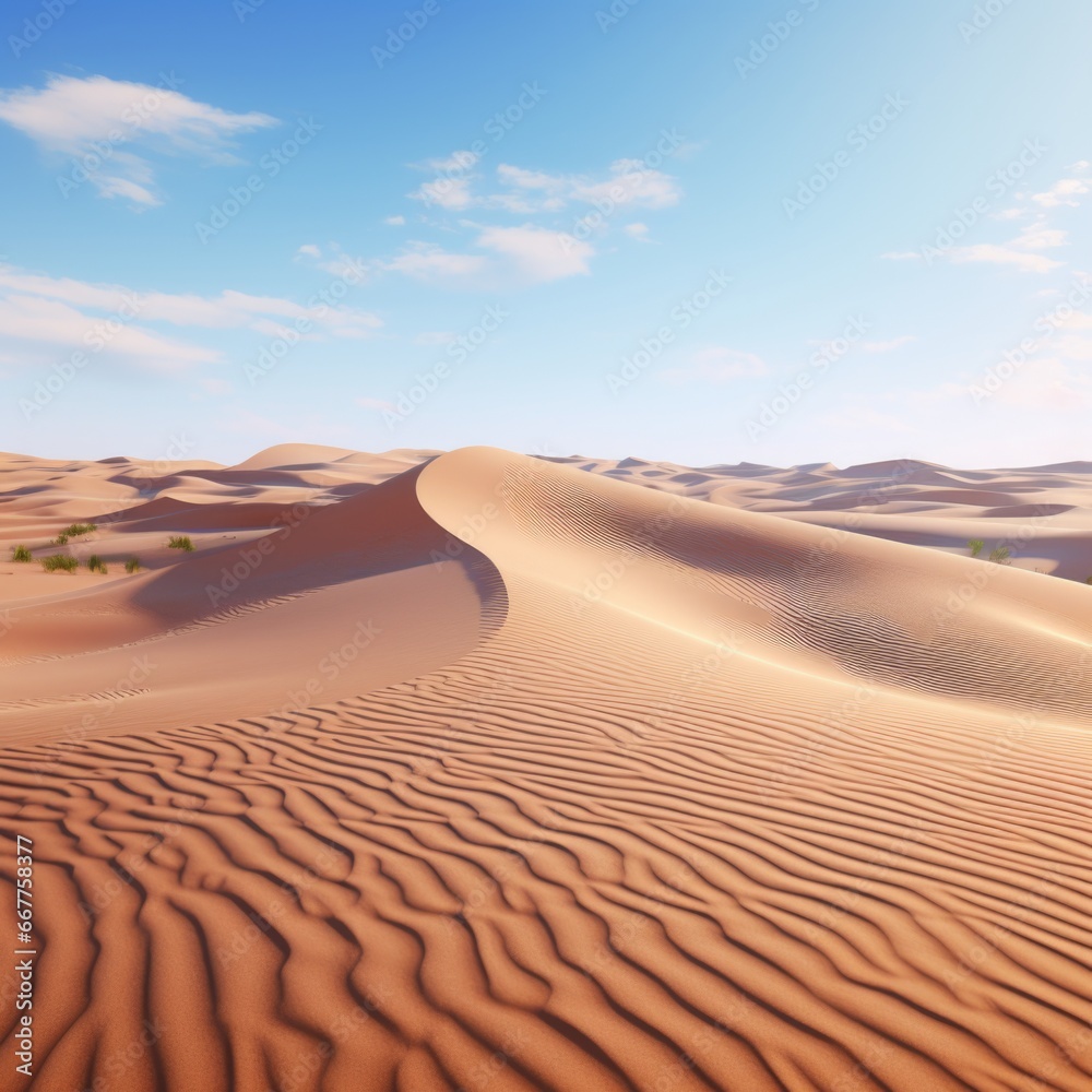 Aufkleber a picture of a desert landscape with a few sand dunes in the foreground. this image can be used to d