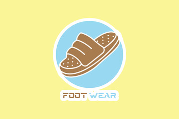 Men Footwear Single Slipper Shoe Sticker design vector. Men fashion object icon concept. Boys Outdoor shoe sticker vector design. Flip flop icon or Slipper logo design.