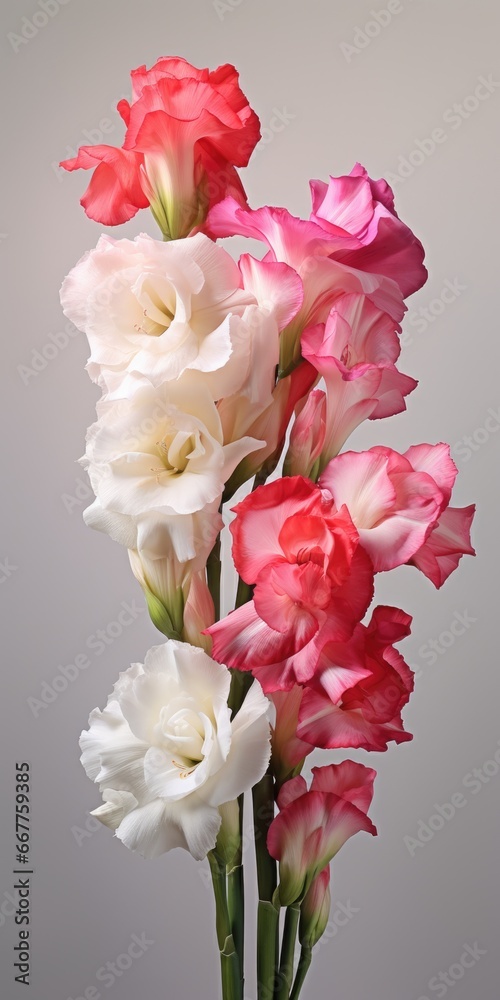 Poster A vase filled with pink and white flowers. Perfect for adding a touch of color and freshness to any space.