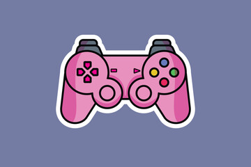 Joystick Controller and Game Pad Stick Sticker vector illustration. Sports and technology gaming objects icon concept. Video game controller or game console sticker logo design with shadow.
