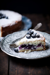 Homemade cake with blueberries.