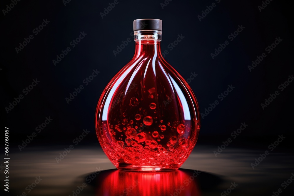 Aufkleber a red glass bottle is sitting on top of a table. this image can be used for various purposes