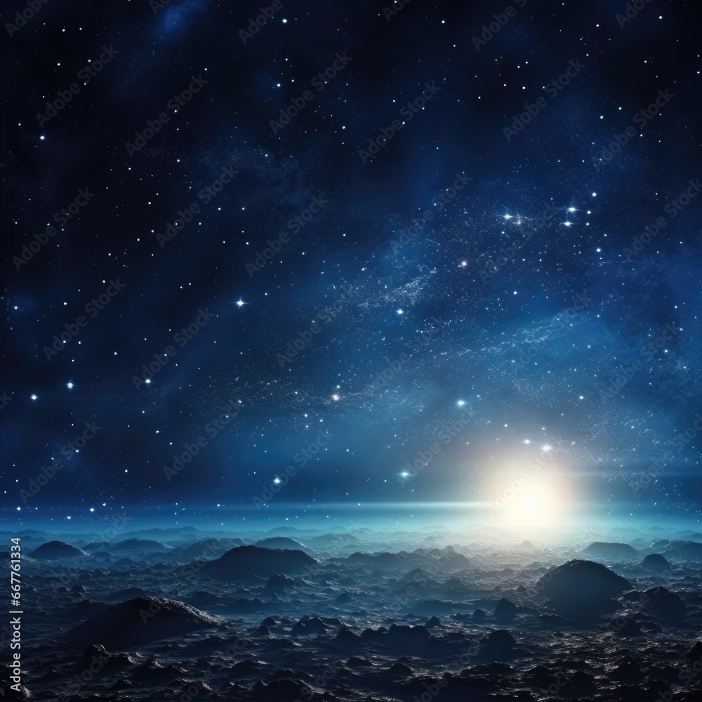 Poster A captivating view of the night sky filled with sparkling stars. Perfect for astronomy enthusiasts or anyone wanting to add a touch of wonder to their designs