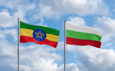 Bulgaria and Ethiopia flags, country relationship concept