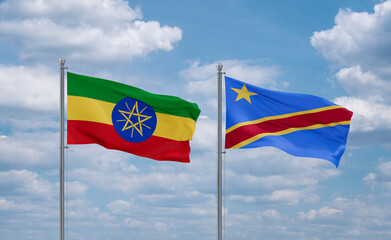 Congo and Ethiopia flags, country relationship concept