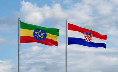Croatia and Ethiopia flags, country relationship concept