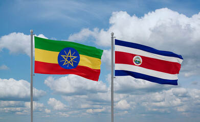 Costa Rico and Ethiopia flags, country relationship concept