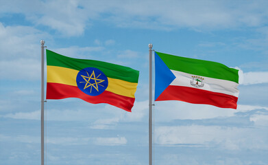 Equatorial Guinea and Ethiopia flags, country relationship concept