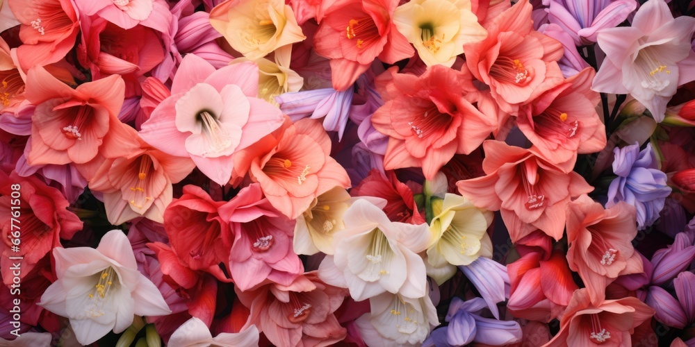 Aufkleber A close-up view of a vibrant bunch of flowers. Perfect for adding a pop of color to any project