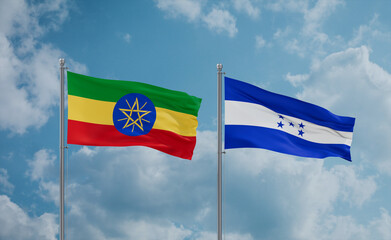 Honduras and Ethiopia flags, country relationship concept