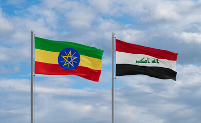 Iraq and Ethiopia flags, country relationship concept