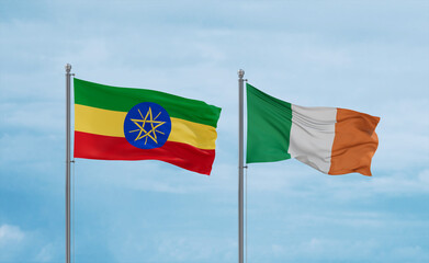 Ireland and Ethiopia flags, country relationship concept