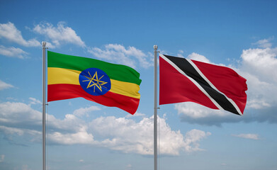 Trinidad and Tobago and Ethiopia flags, country relationship concept