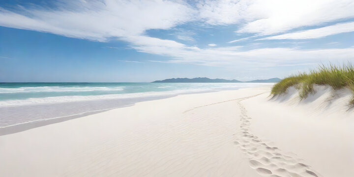 Background image about white sand beach, sea and wind.