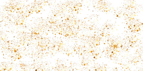 Fototapeta na wymiar abstract composition of gold and brown specks scattered on a white background. vary in size and density, creating a sense of randomness and depth. the image is suitable for use as a background,design