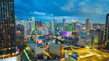 Miami florida usa skyline cityscape skyscraper modern building at night 
