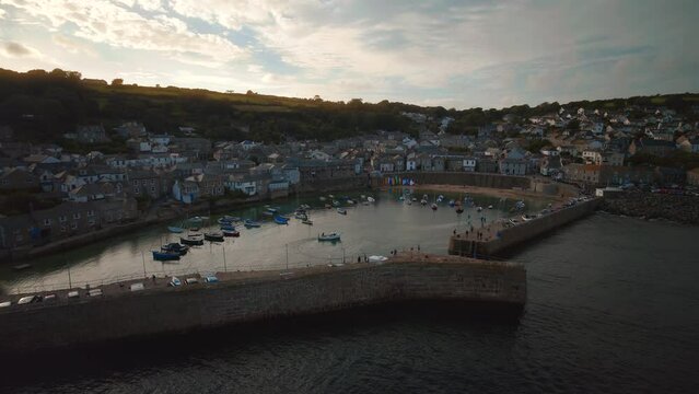 Harbor of Mousehole in Cornwall at Sunset