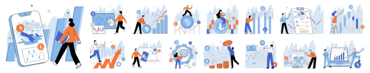 Fototapeta premium Crypto market. Vector illustration. Success in crypto market is achieved through strategic decision making and risk management The crypto market concept challenges traditional notions finance