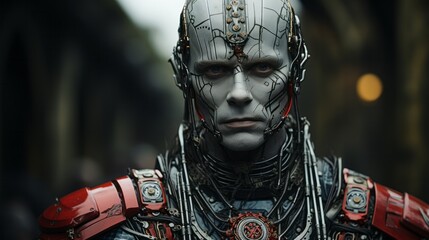 A heroic figure adorned in gleaming armour stands tall, a symbol of strength and protection amidst a world of chaos and danger