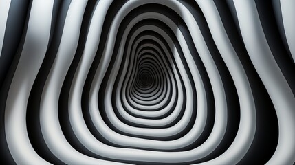 Mesmerizing monochrome spiral evokes a sense of balance and chaos, blending zebra stripes into an abstract symmetrical masterpiece